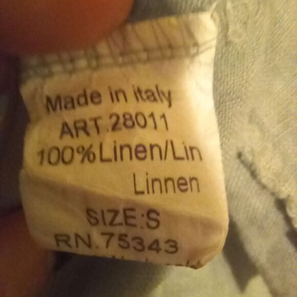 Lungo L'Arno Linen Sleeveless Shift Dress-Small-Lattice Yoke-Pockets-Sage Green - Picture 10 of 10